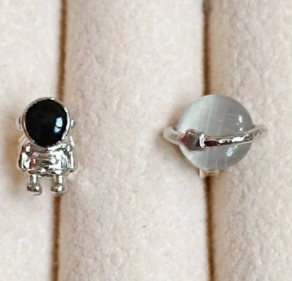 Pendientes plata astronauta planeta