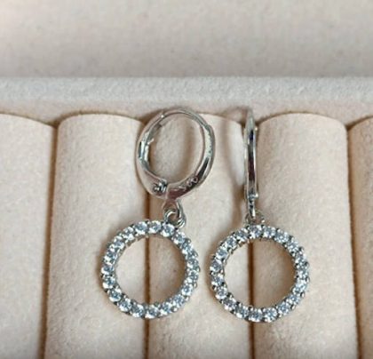 Pendientes plata circonitas blanca círculo