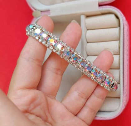 Pulsera plata piedras iridiscentes